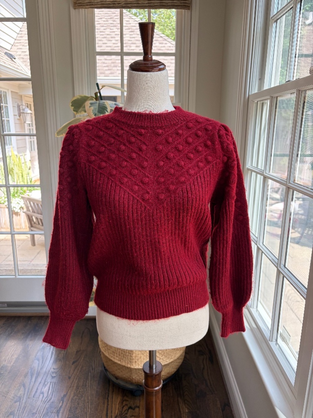 Design History Red Textured Bobble Knit Sweater Size Small